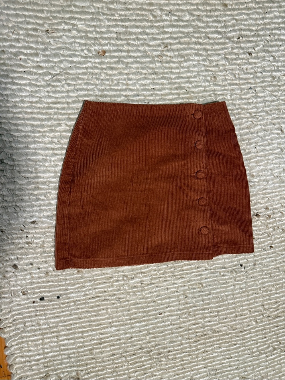 Lulu's Chestnut Brown Corduroy Button-Accent Mini Skirt